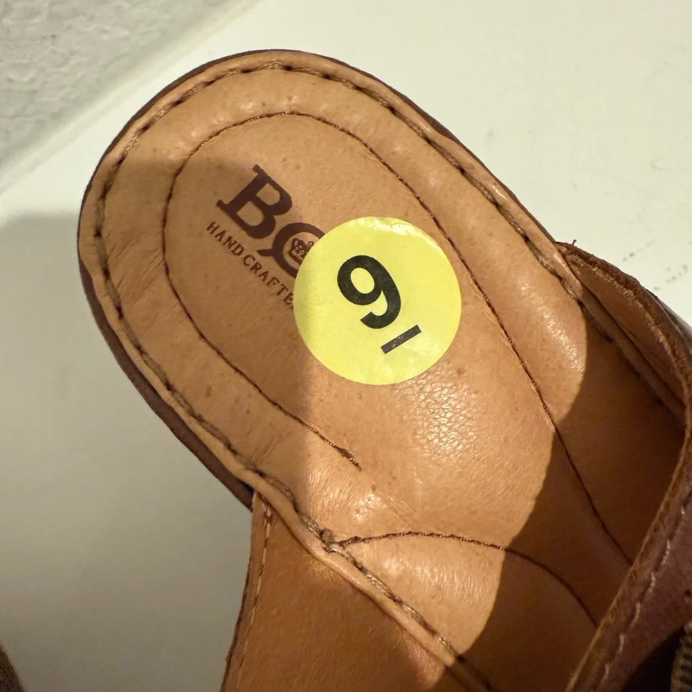 BORN Wallowa Brown Leather Platform Mule Sandal Size 9 F64503 NEW